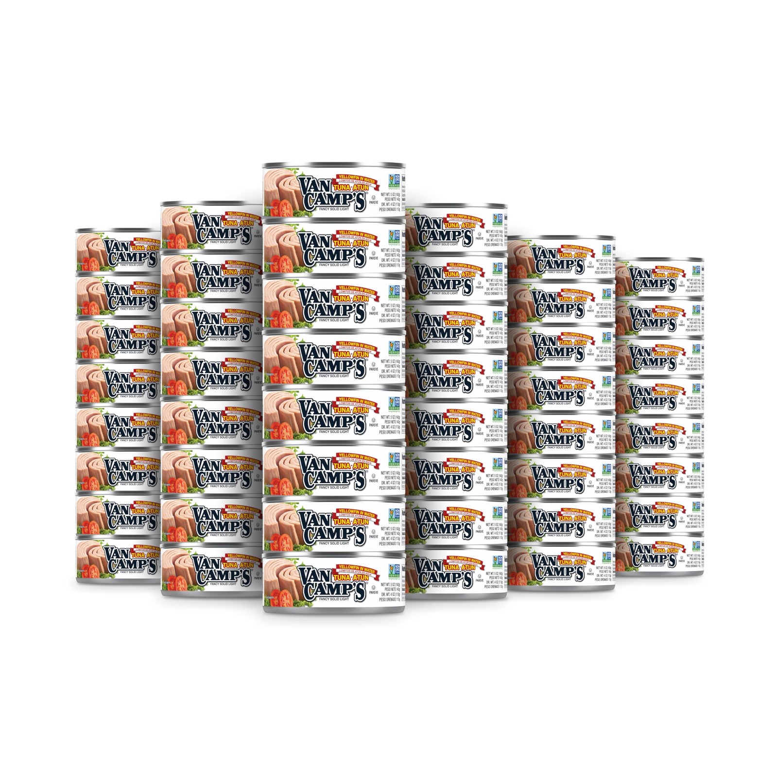 Van Camp’s Seafood Solid Light Yellowfin Tuna in Water, 5 oz. Can (Pack of