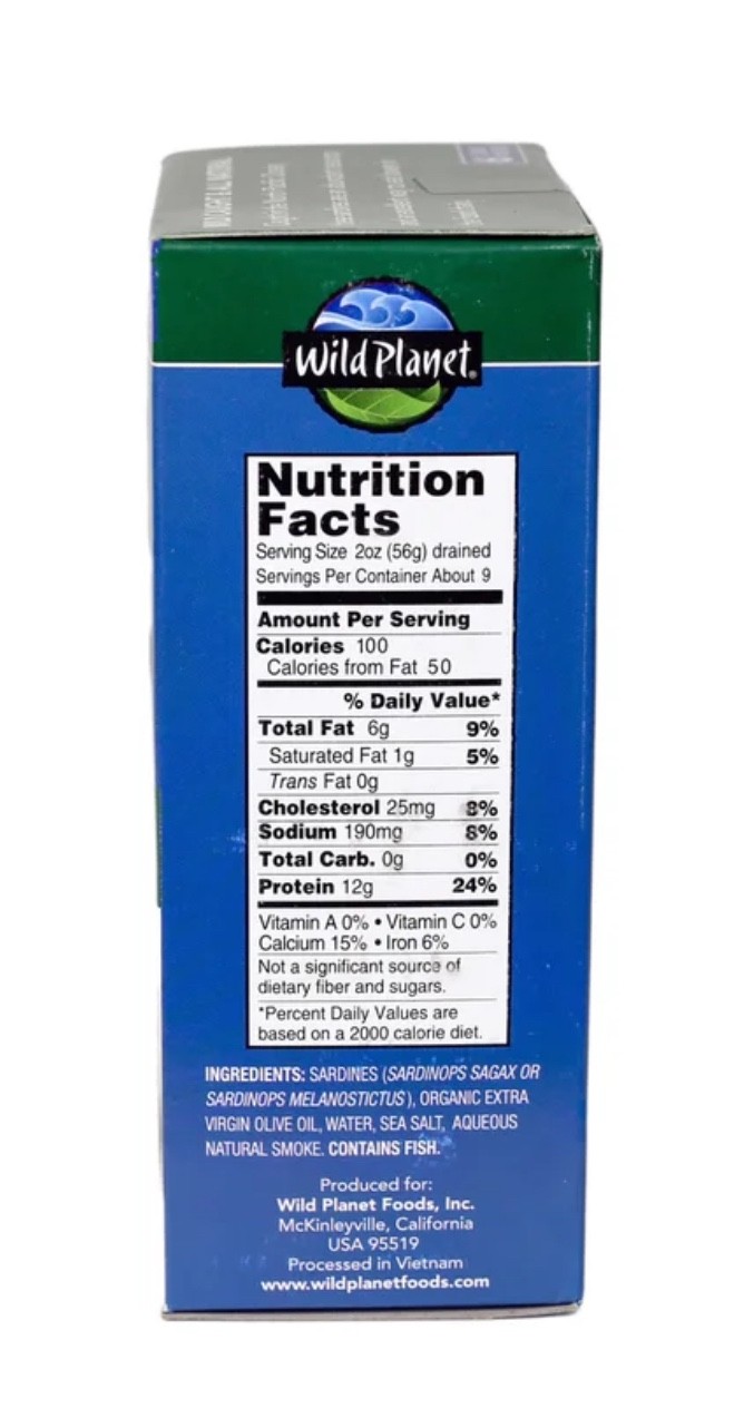 Wild Planet Wild Pacific Sardines 6 x 4.4 Oz Cans in Extra Virgin Olive Oil 4/30