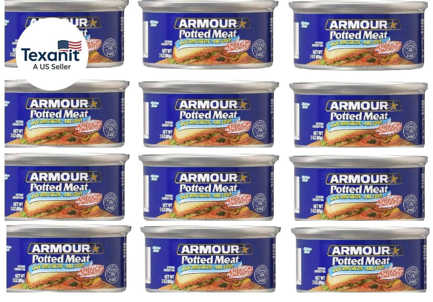 Pack of 12 Potted Meat Made with Chicken and Pork 3 Oz.
