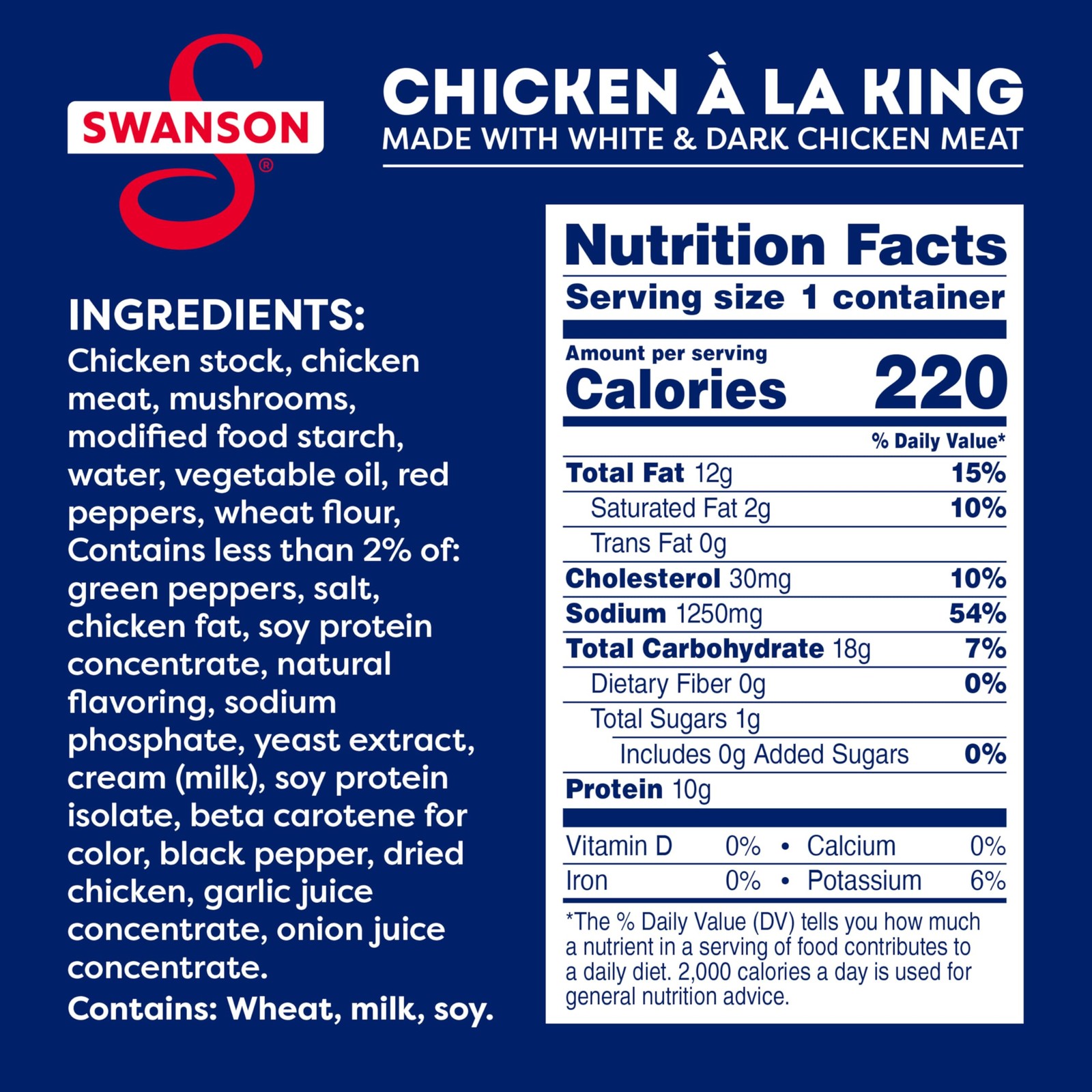Swanson Canned Chicken a la King With White and Dark Chicken Meat Case of 12