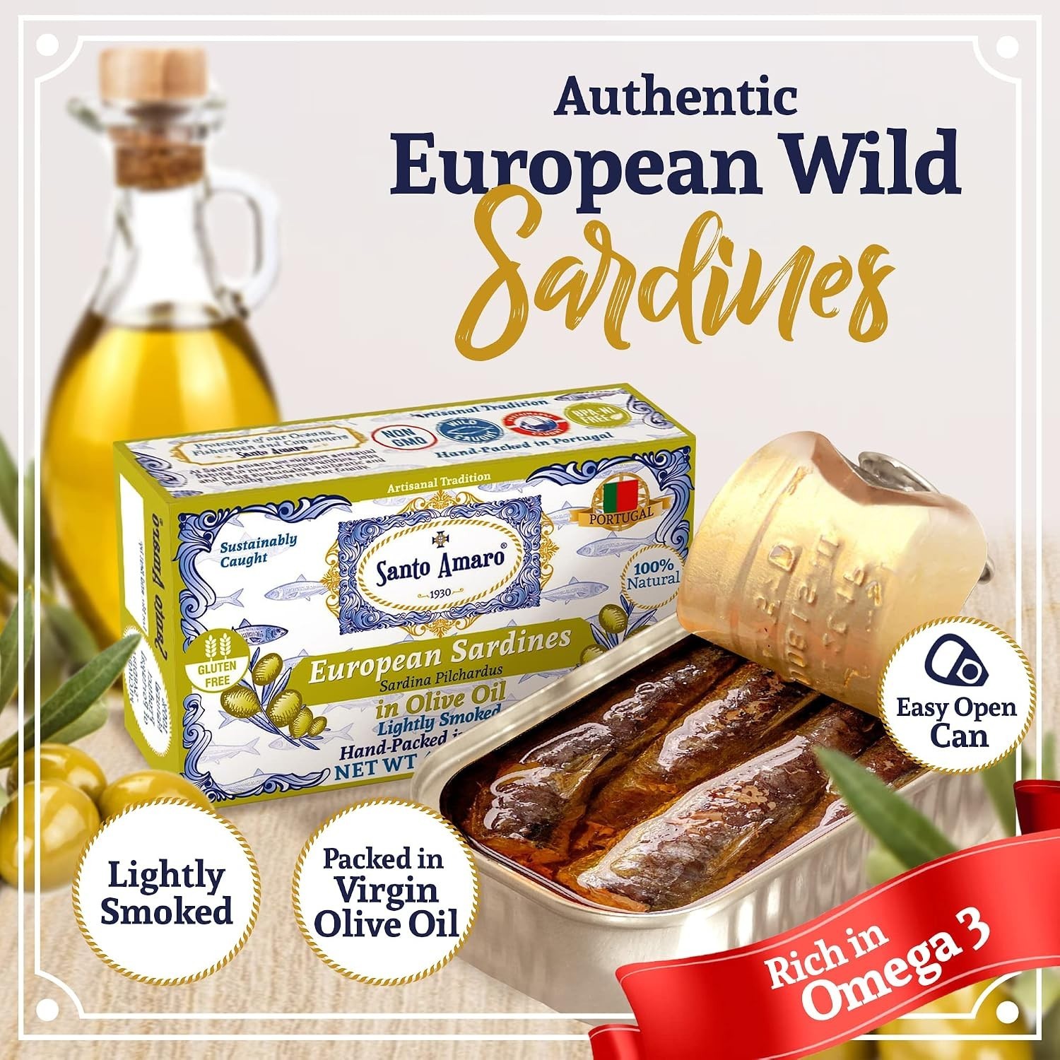 Wild Caught European Sardines in Olive Oil – Hand-Packed Portugal, 12pk