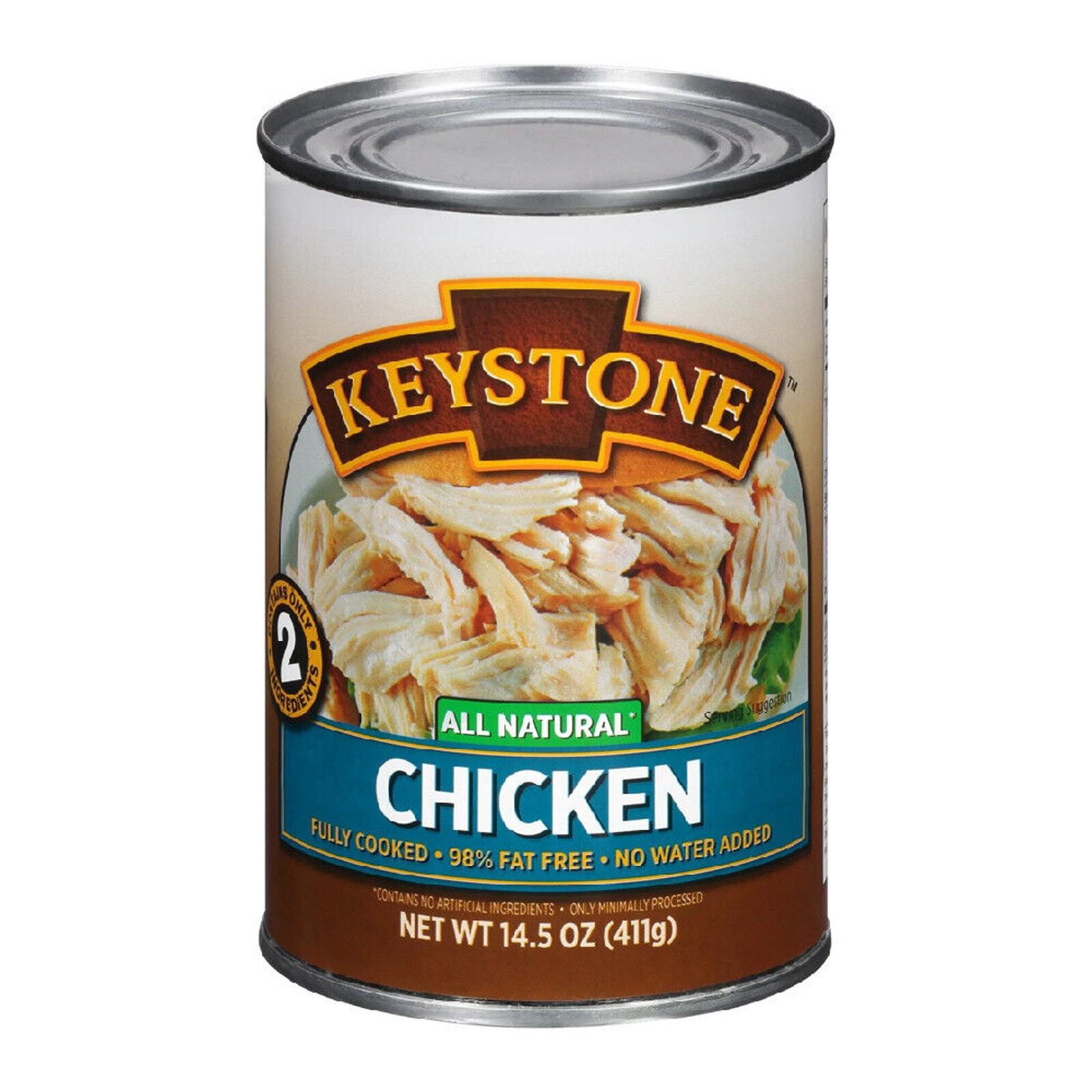 24 Pack Keystone All Natural Lean Meats Chicken Fully Cooked 14.5 oz Cans Canned