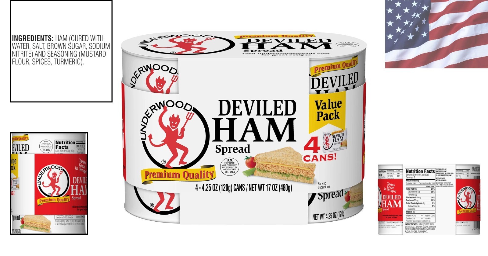 Savory Deviled Ham Spread, 4.25 Ounce (4 Pack) – Ideal for Dips & Sandwiches