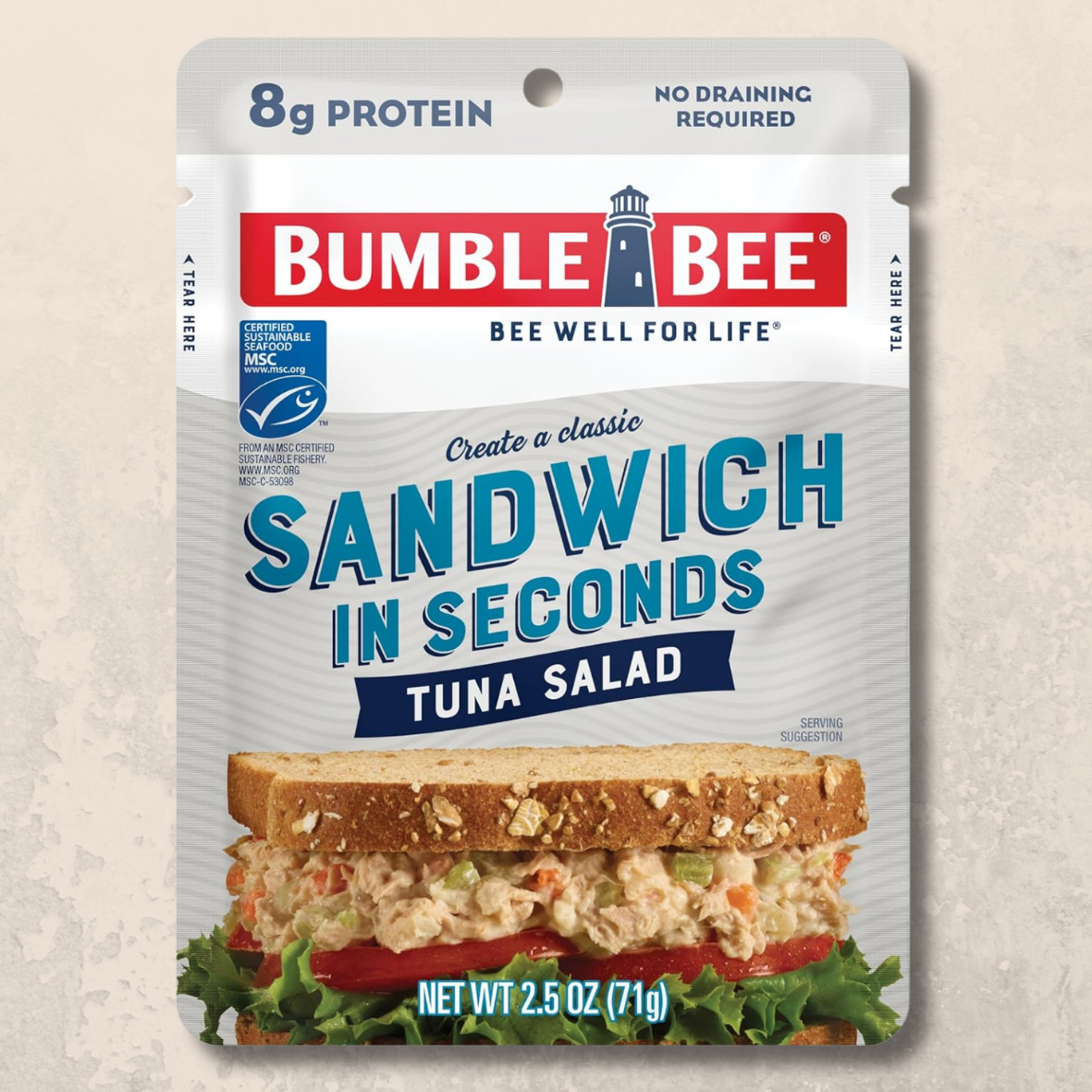 Sandwich in Seconds Tuna Salad, 2.5 oz Pouch – Ready to Eat