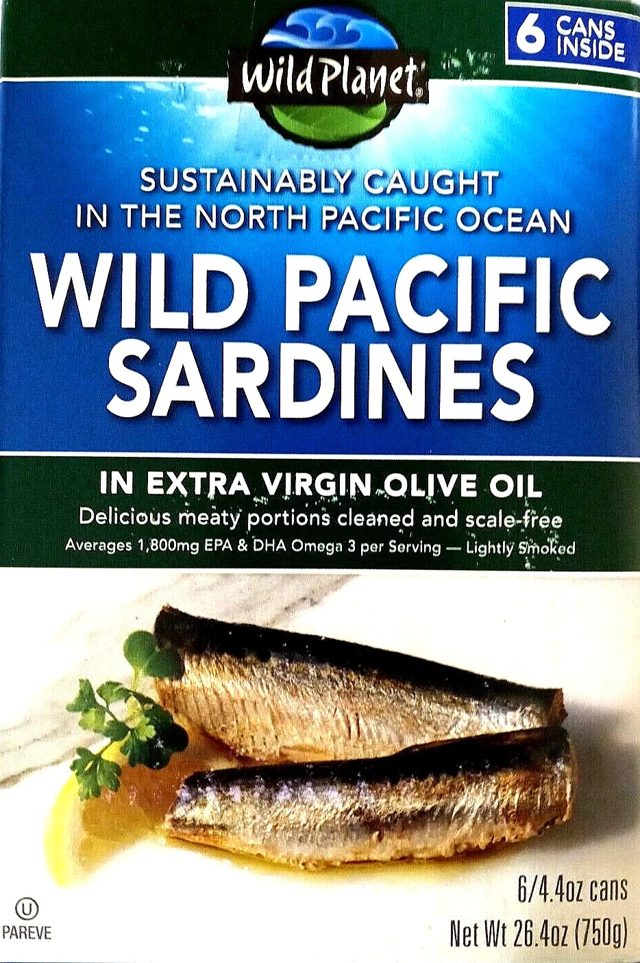 2-PACK WILD PACIFIC Sardines Skinless in Extra Virgin Olive Oil 6-can 4.4oz each