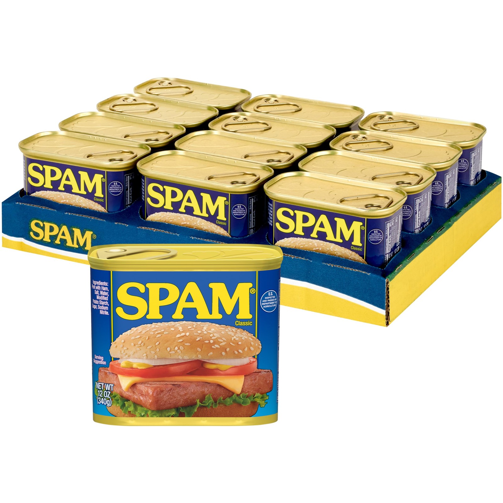 SPAM Classic SPAM Canned Meat 12 oz Can 12 Pack