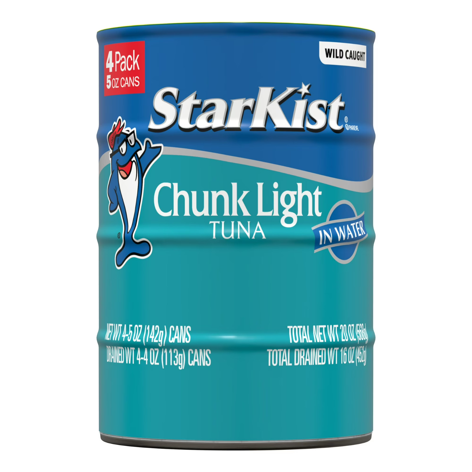 StarKist Chunk Light Tuna in Water, Wild Caught, 20g Protein, 5 oz, 4 Cans.