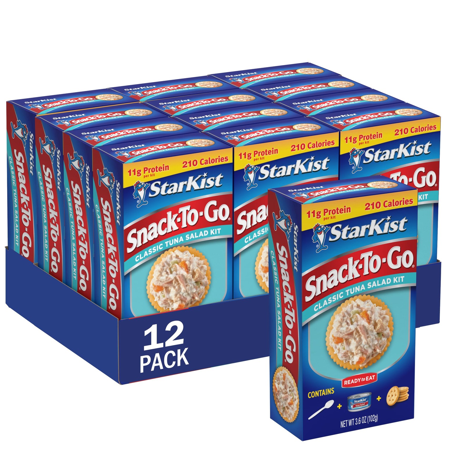 SnackToGo Ready to Eat Meals Tuna Salad Kit, 3.6 oz 12 Pack Classic Tuna Sala…