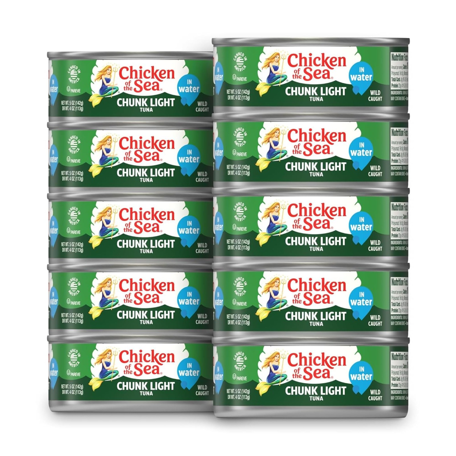 Chicken of the Sea Wild Caught Chunk Light Tuna, 5 Ounce 5 (Pack 10)