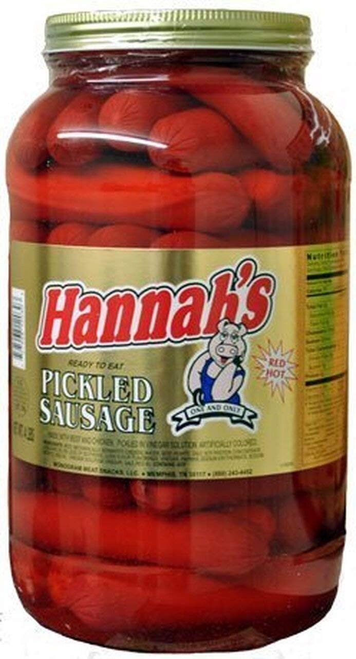 Hannah’s Hot Pickled Sausage 39 ct. Gallon Jar