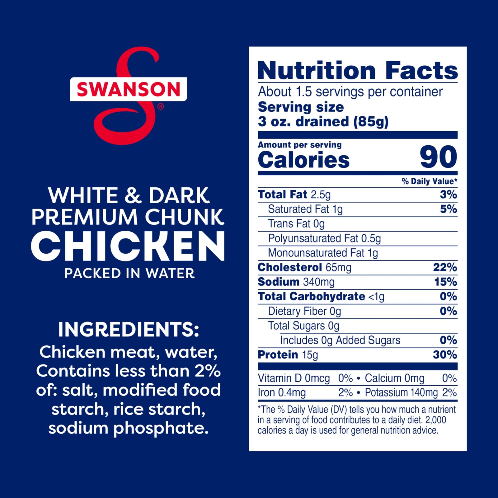 Canned Chicken Breast White Dark Chunk Fully Cooked 9.75oz Protein Salad Dip