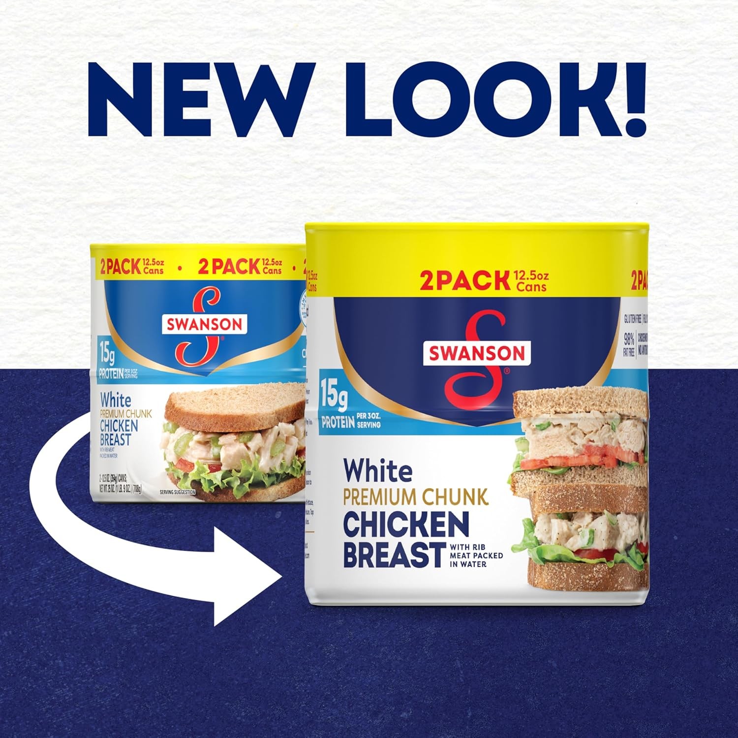 Swanson White Premium Chunk Chicken Breast with Rib Meat in Water, 12.5 Oz. (Pac