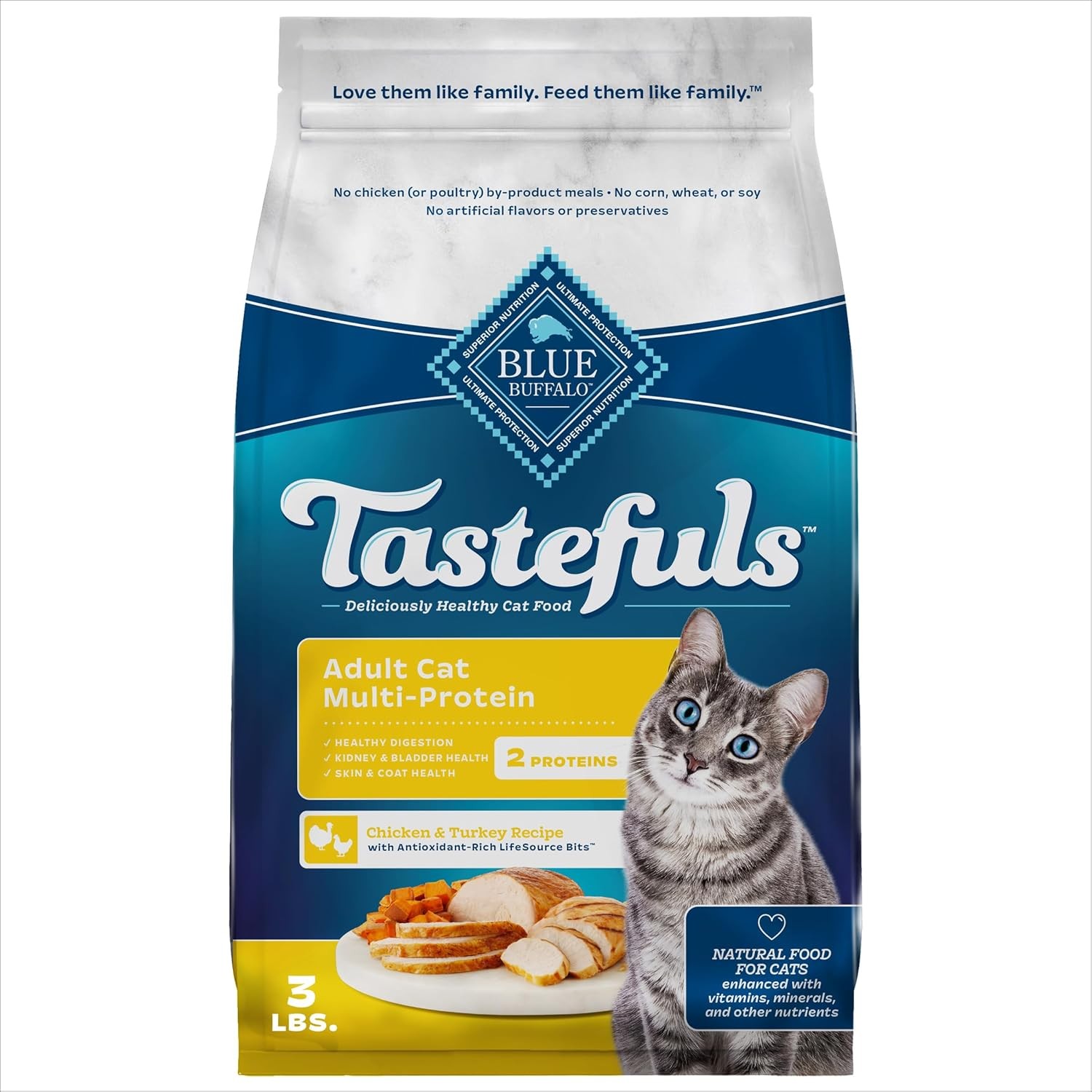 Blue Buffalo Tastefuls Adult Cat Dry Food, Multi-Protein Chicken & Turkey Recipe