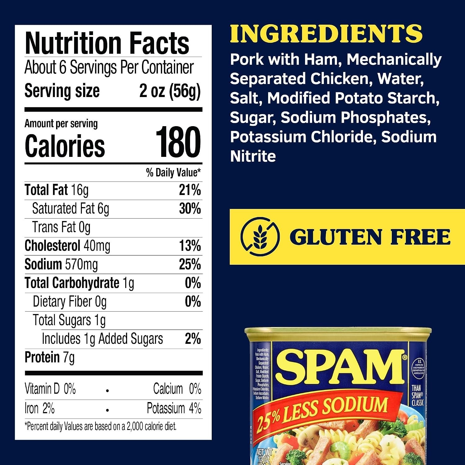 SPAM 25% Less Sodium Canned Meats, 12 oz Cans, 12 Pack