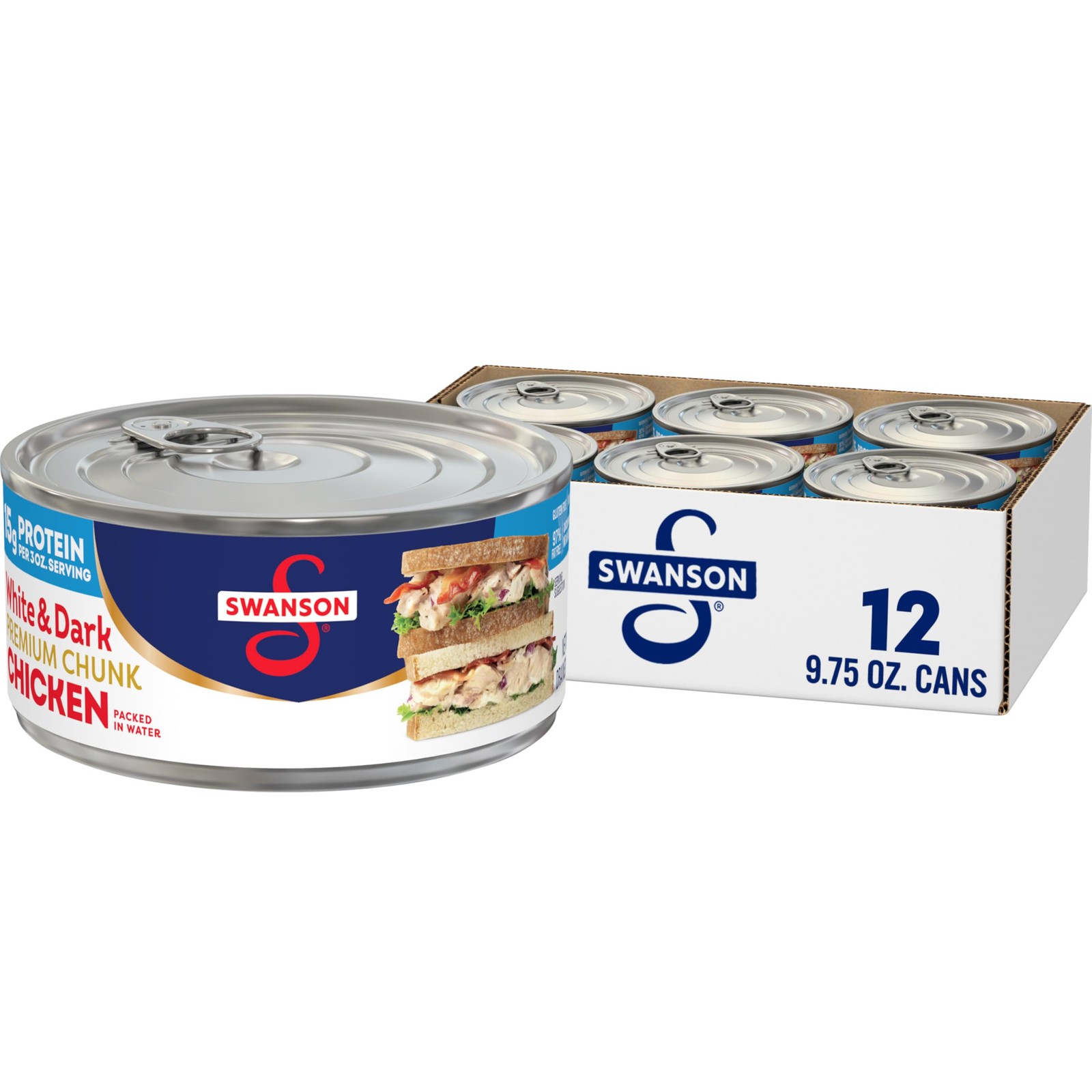 Swanson White and Dark Premium Chunk Canned Chicken 9.75 oz (Pack of 12)