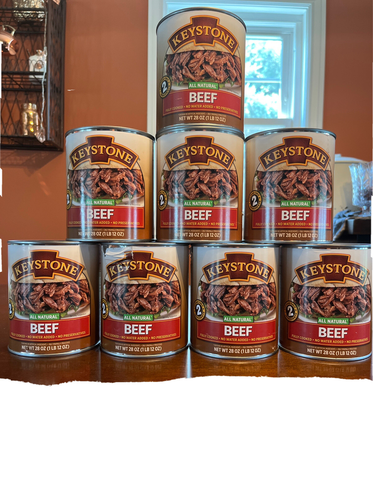 (8) Keystone beef all natural no preservatives 28oz