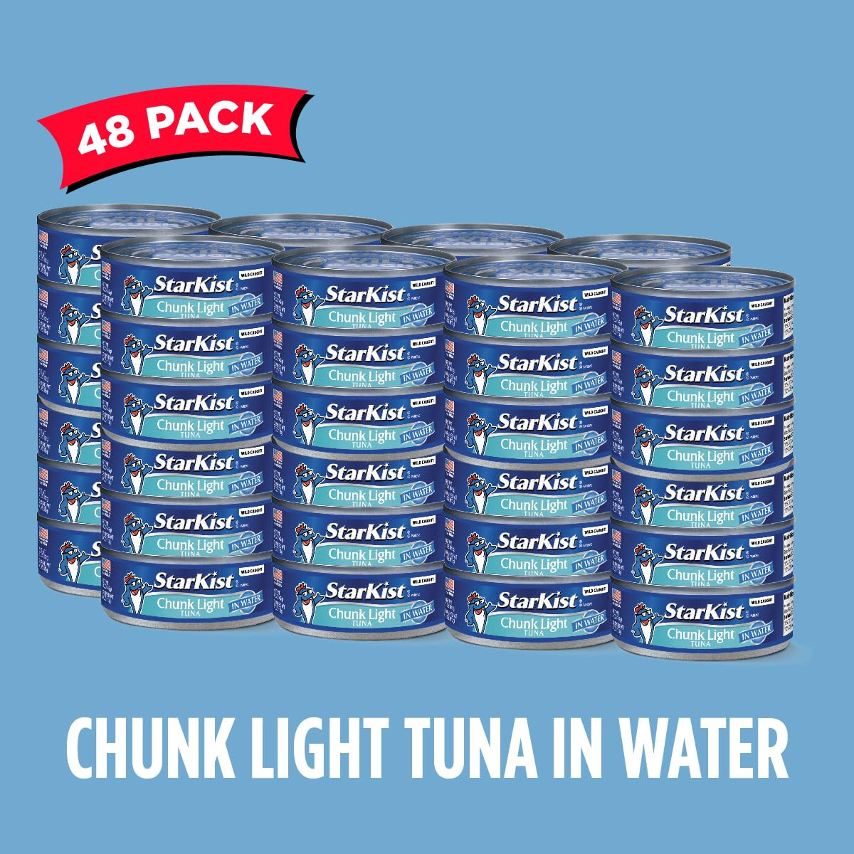 Chunk Light Tuna in Water, 5 Oz (48 Pack) Canned Tuna Fish, Wild Caught, Gluten