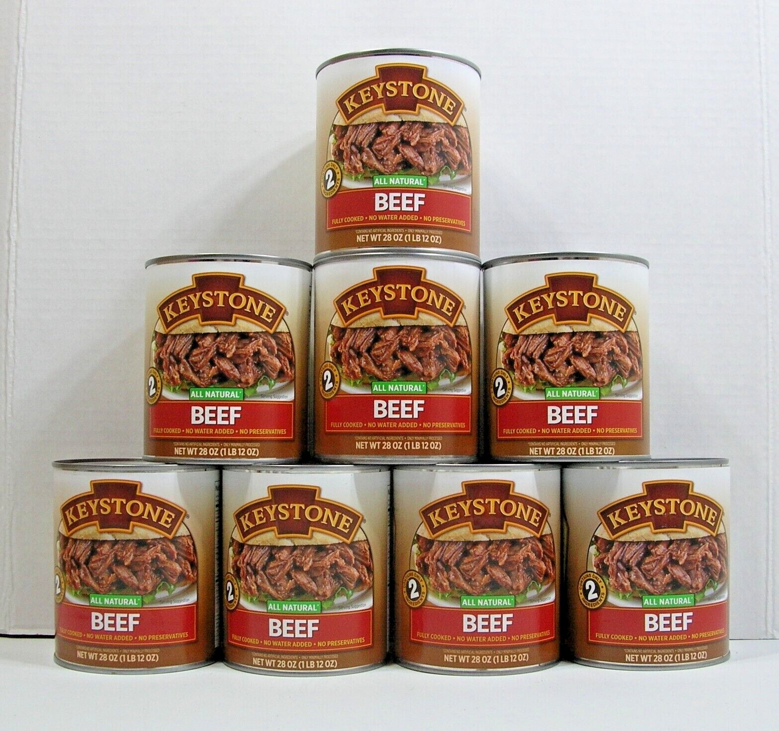 (8) KEYSTONE BEEF **ALL NATURAL – FULLY COOKED – NO PRESERVATIVES** 28 oz Can