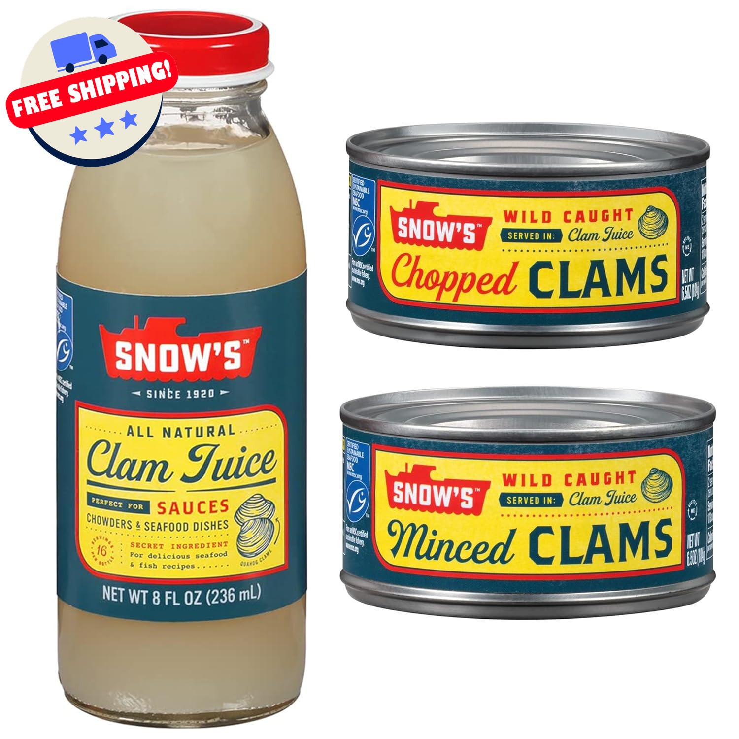 Clams – Canned Chopped Minced – Snows Ocean – Gluten Free – High Protein