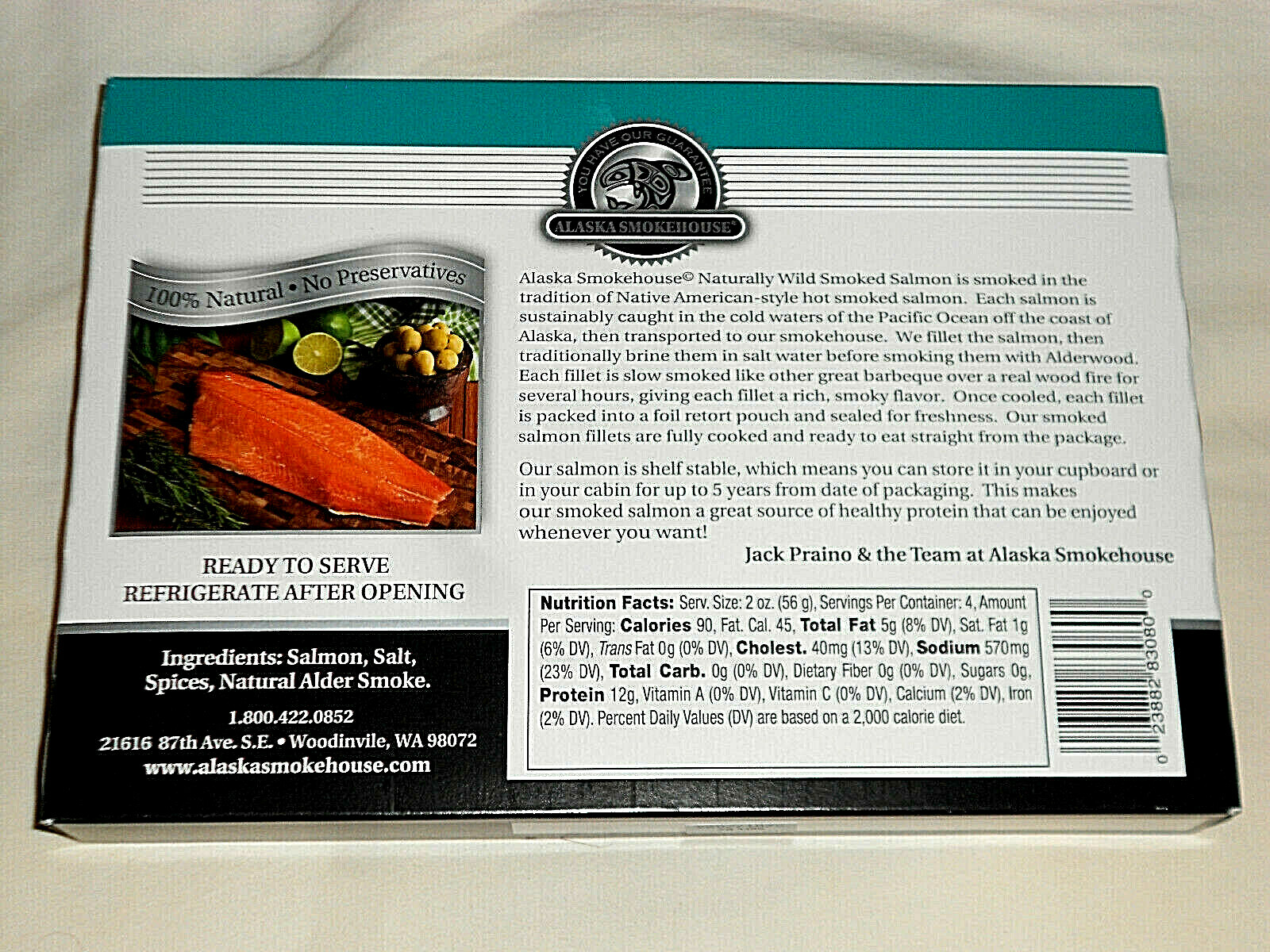 A1 Best Alaskan Wild Smoked Salmon Hand Filleted 8 oz Gift Box Exp 08/01/2027