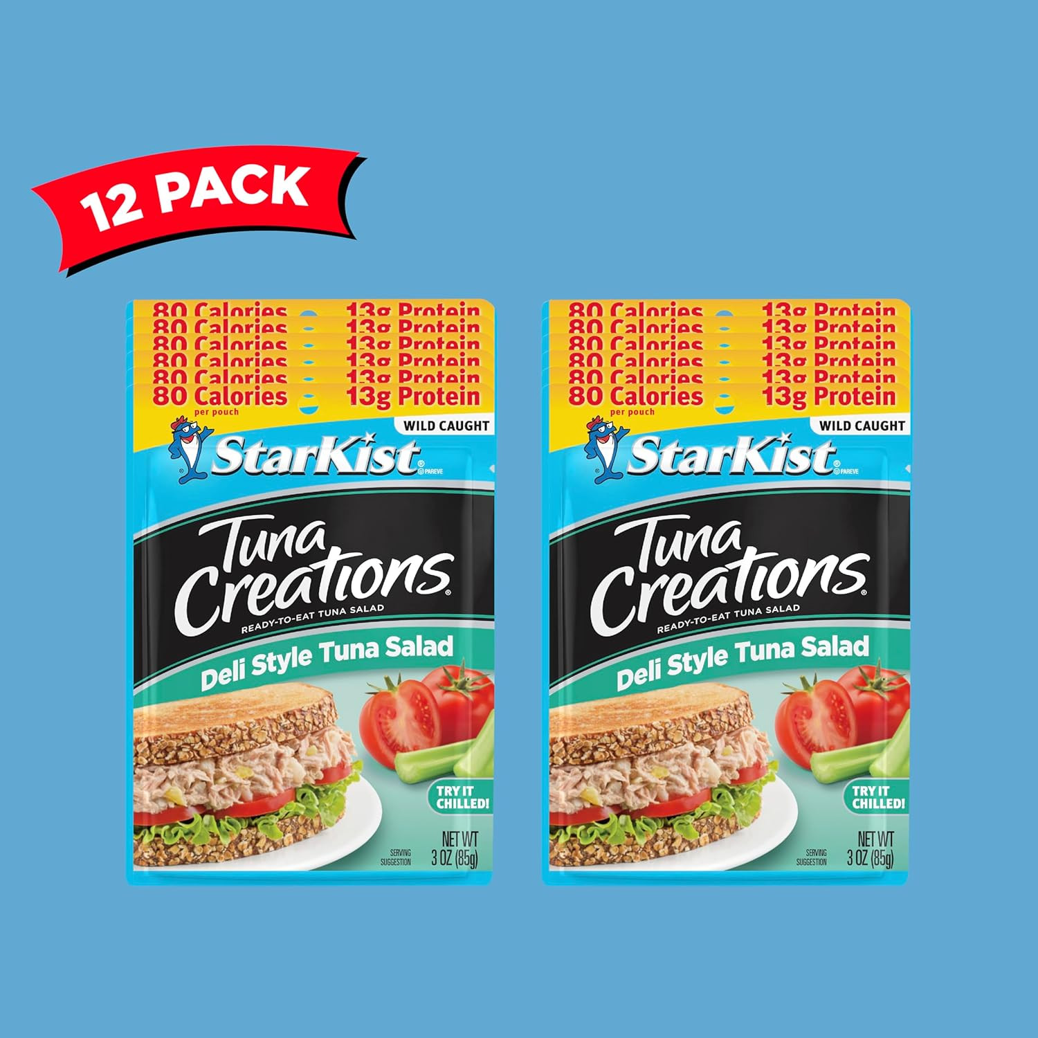 Tuna Creations Deli Style Tuna Salad, 3 Oz Pouch(12 Pack) Ready to Eat Wild Caug