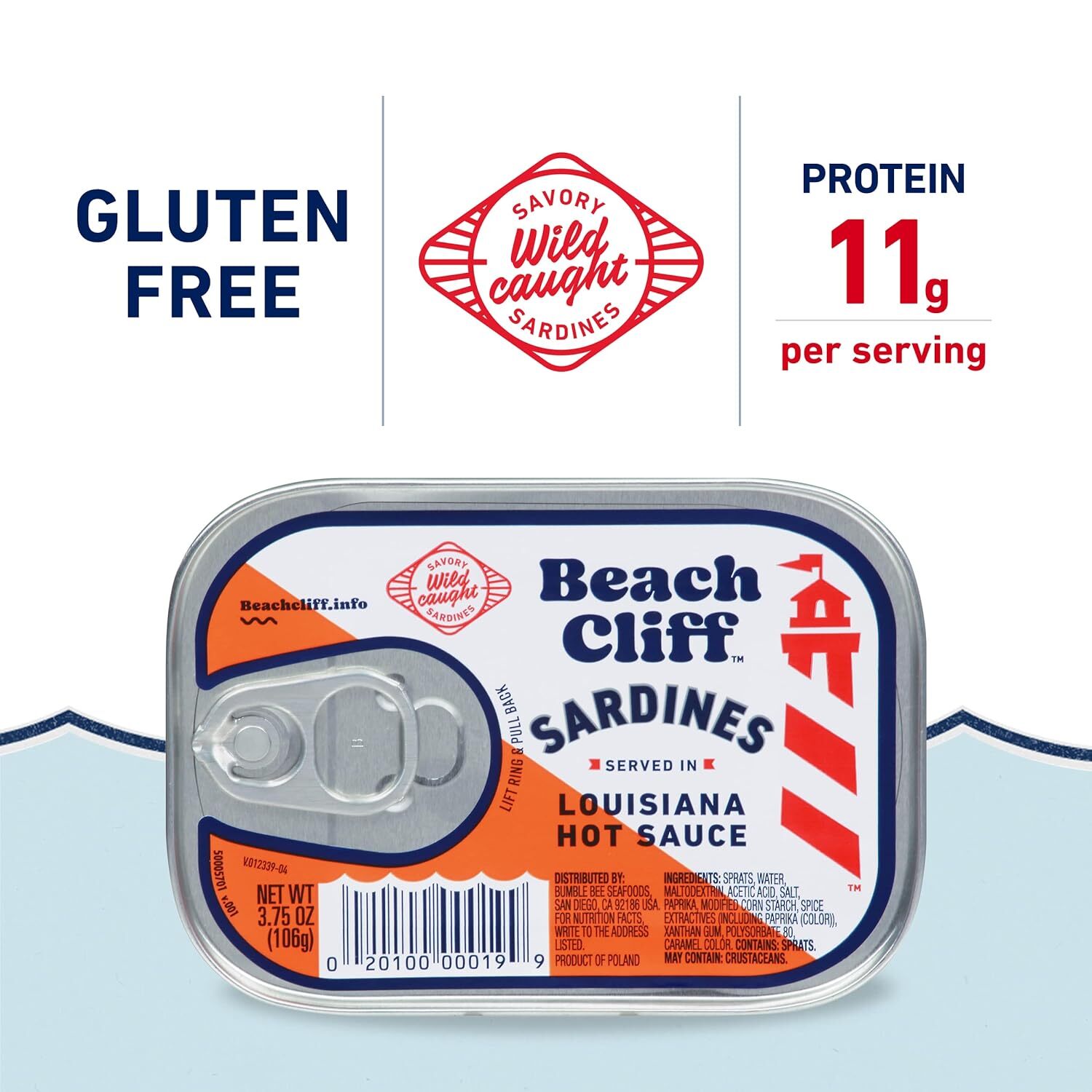 Wild Caught Sardines In Louisiana Hot Sauce, 3.75 Oz Can (Pack Of 12