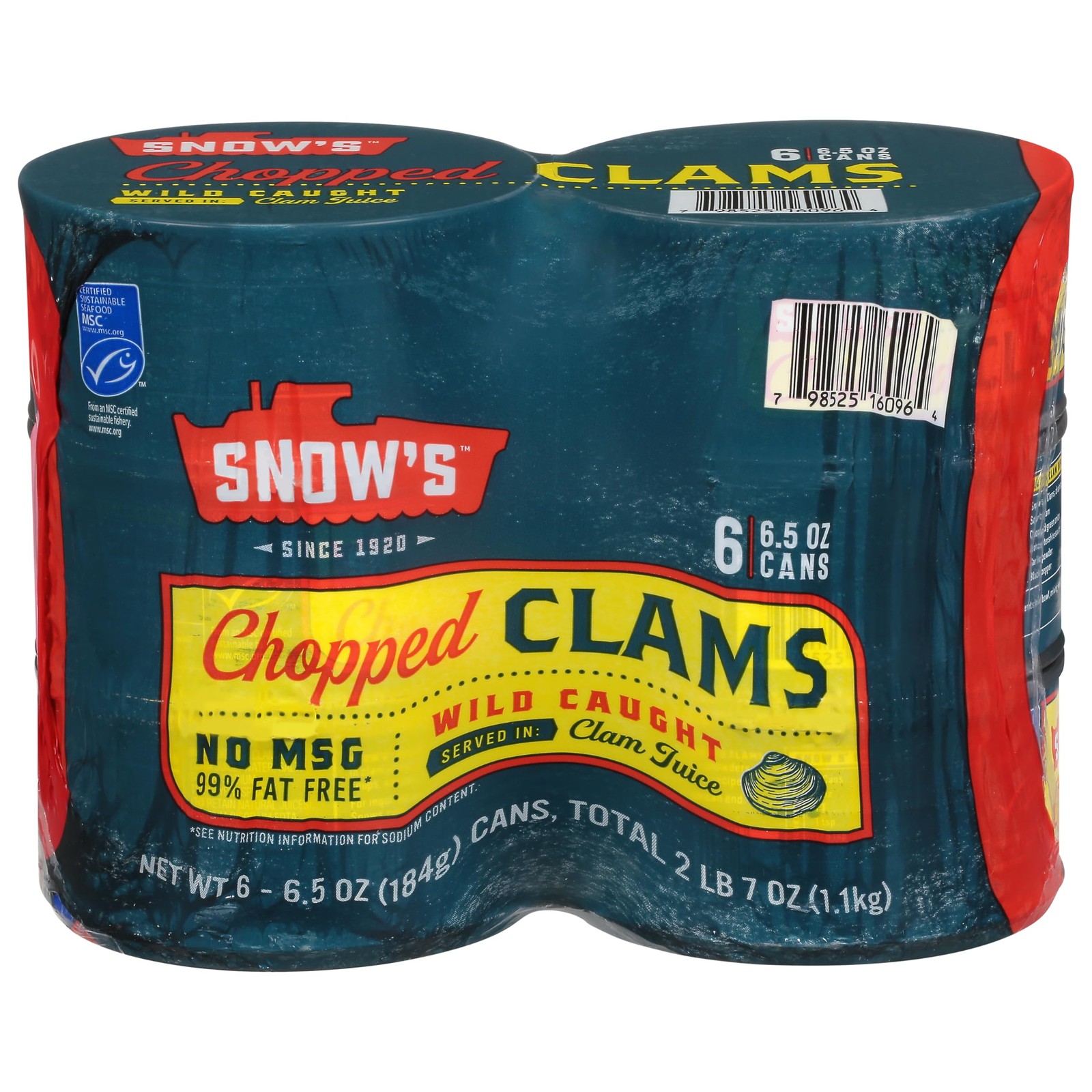 Snow’s Wild Caught Chopped Clams Canned, 6.5 oz Can Ounce (Pack of 6)