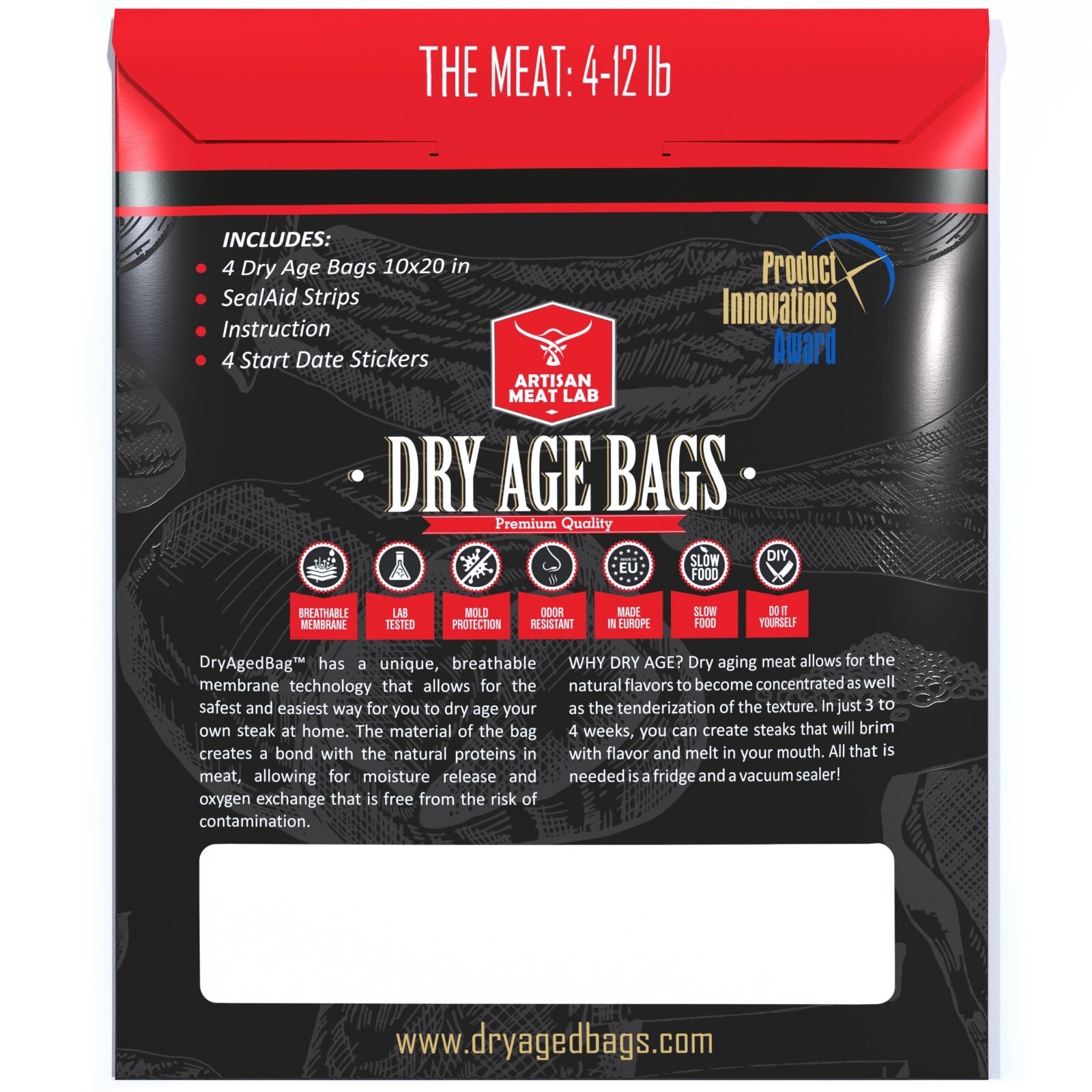 Dry Aging Bag steaks KIT make home easily & safely 4 pcs. bags 10×20 in 25×50 cm