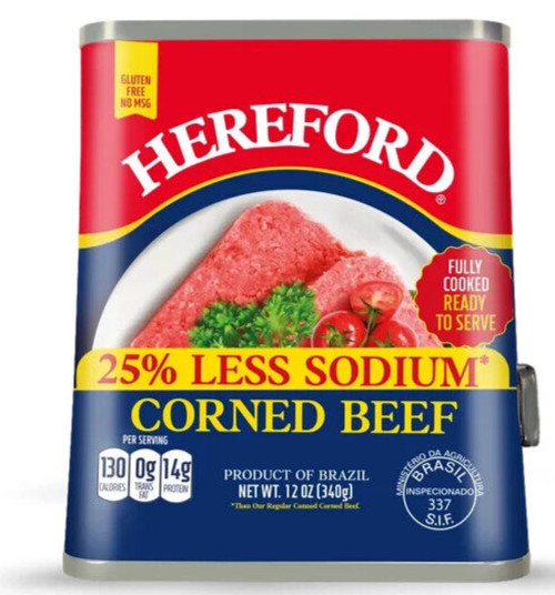 HereFord 25% Less Sodium Corned Beef 12 oz ( Pack of 12 )~6/2028