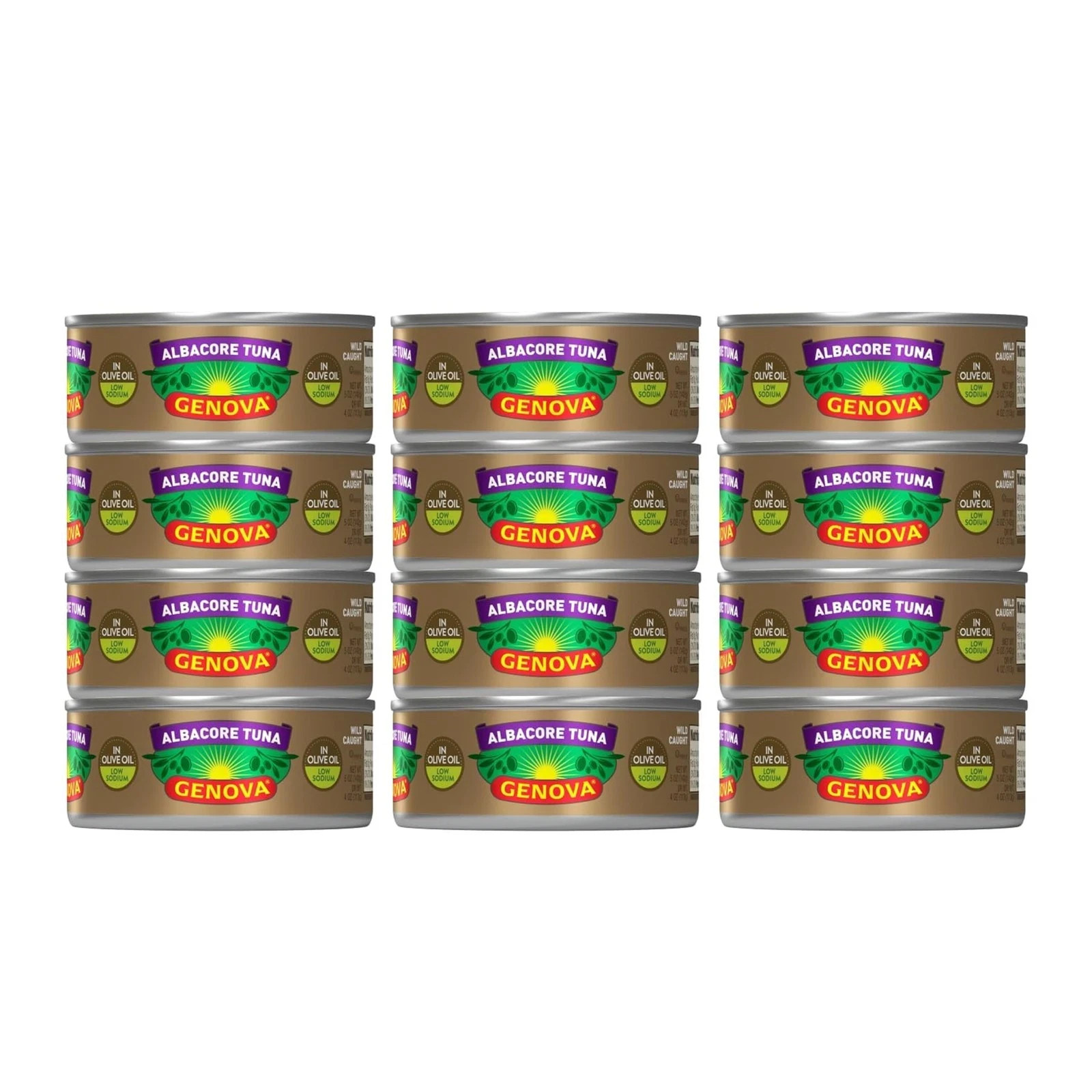 Genova Premium Albacore Tuna in Olive Oil, 5 Ounce Cans Pack of 12, Low