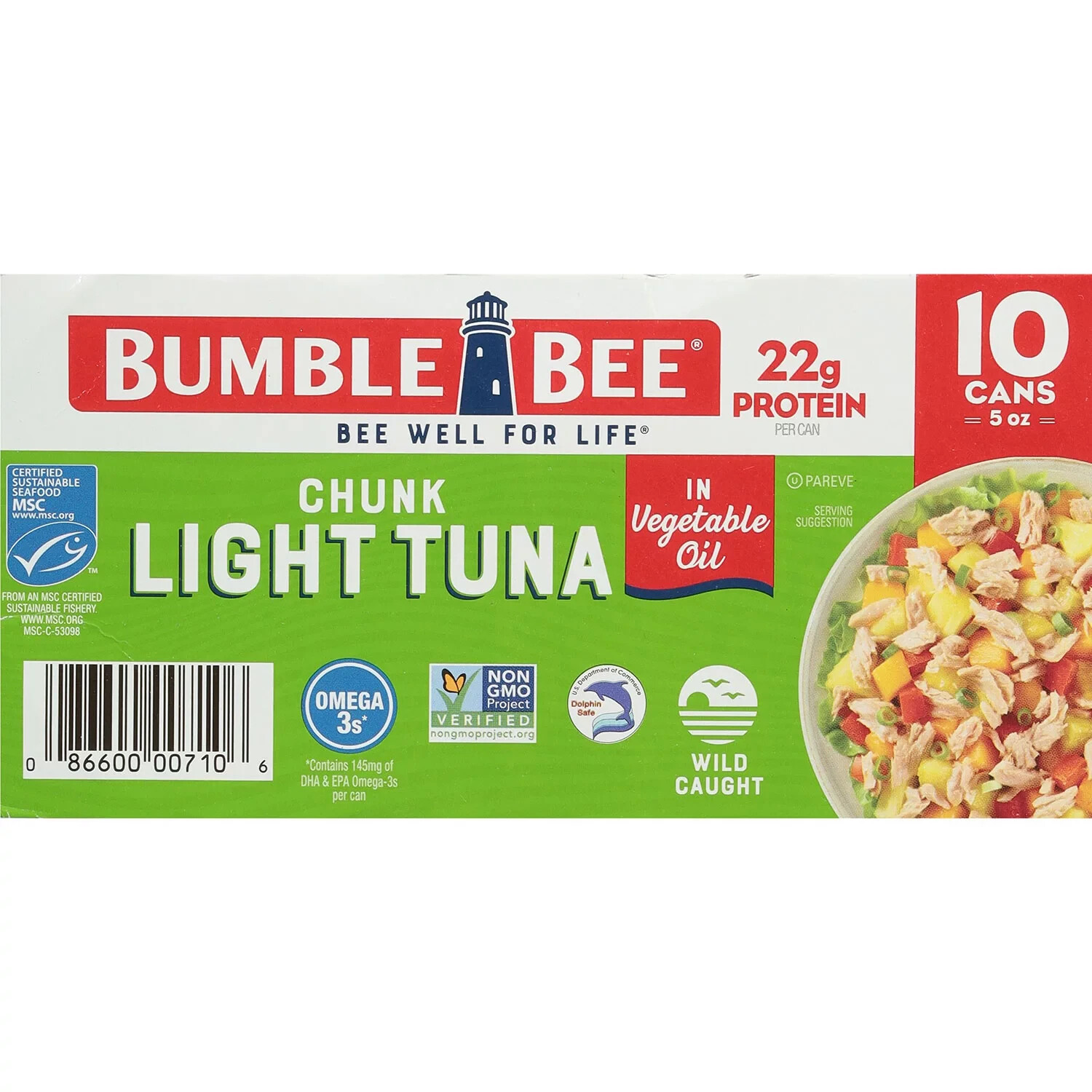 Bumble Bee Chunk Light Tuna in Oil, 5 oz Cans – 10 Count