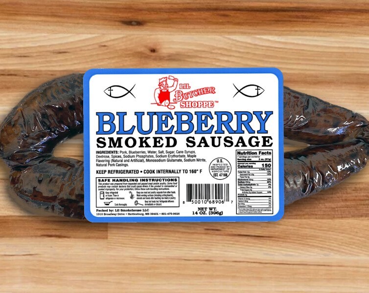 The Butcher Shoppe Blueberry Smoked Sausage 14 Oz (4 Pack)