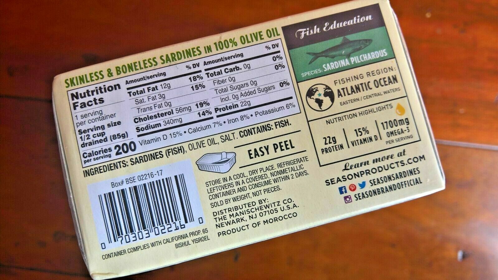 60 Cans 4.375 oz each Wild Season Brand Sardines NO BONES NO SKIN Kosher