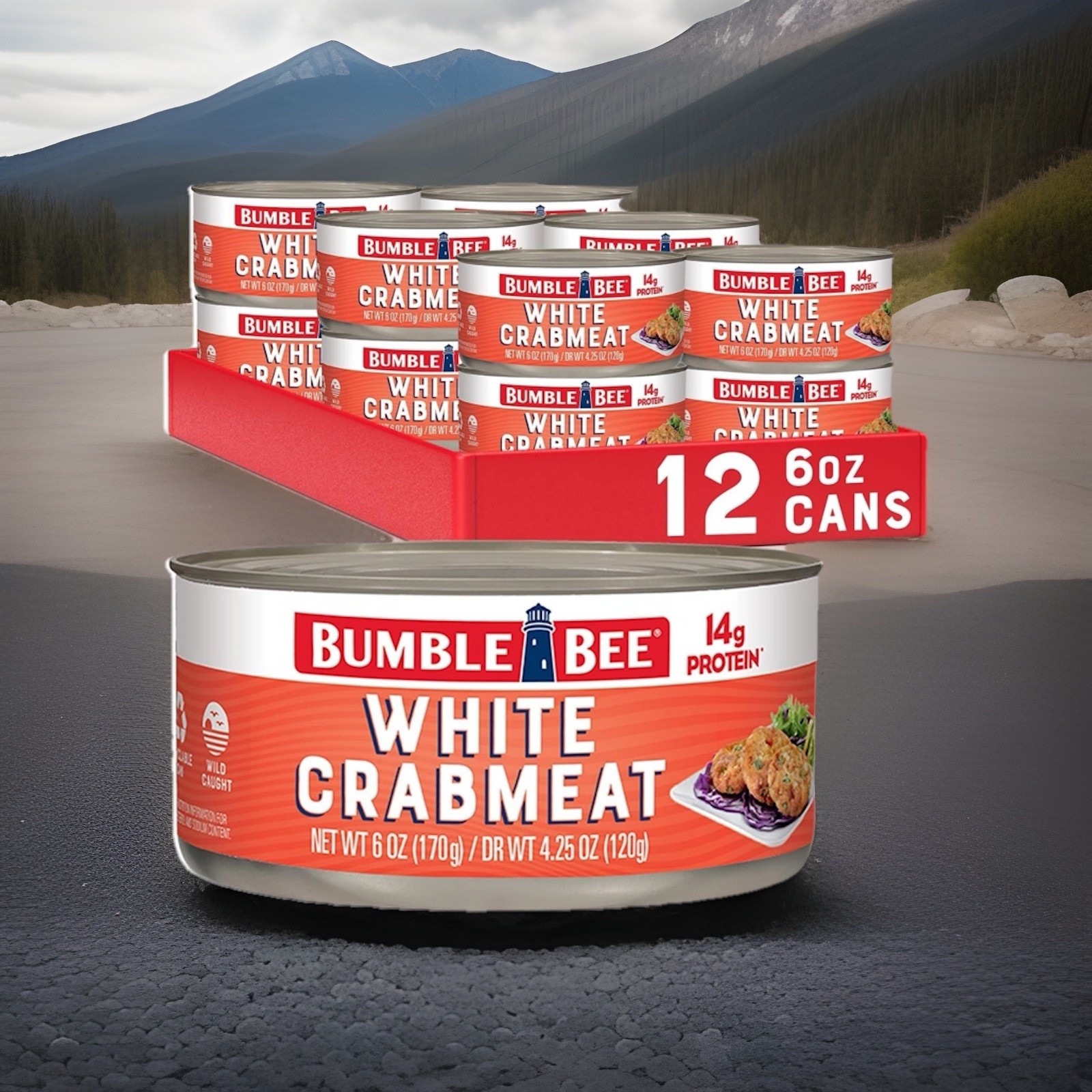 Bumble Bee White Flake Crab Meat in Water, 6 oz Can – 6 Ounce (Pack of 12)