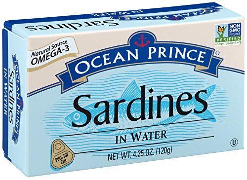 Ocean Prince Sardines in Water, 4.25-Ounce Cans (Pack of 12) (packaging may