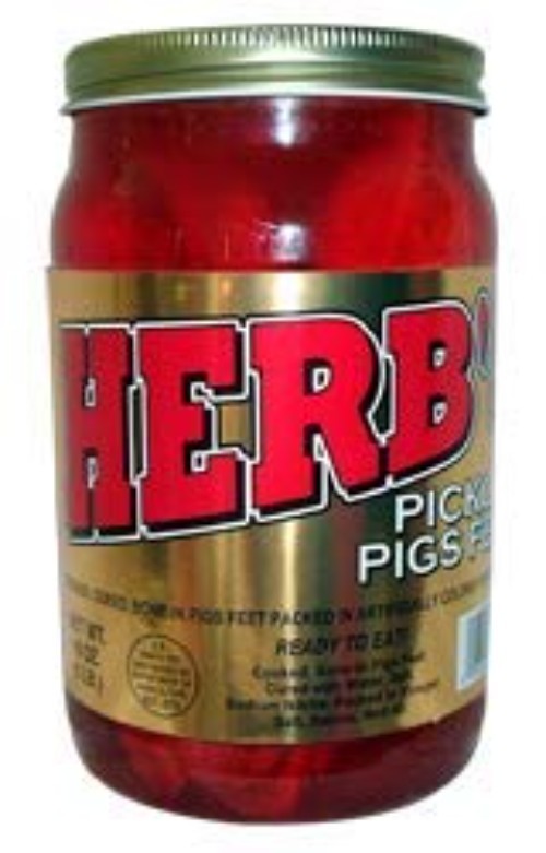 Herb’s Pickled Pigs Feet 16 oz quart size container