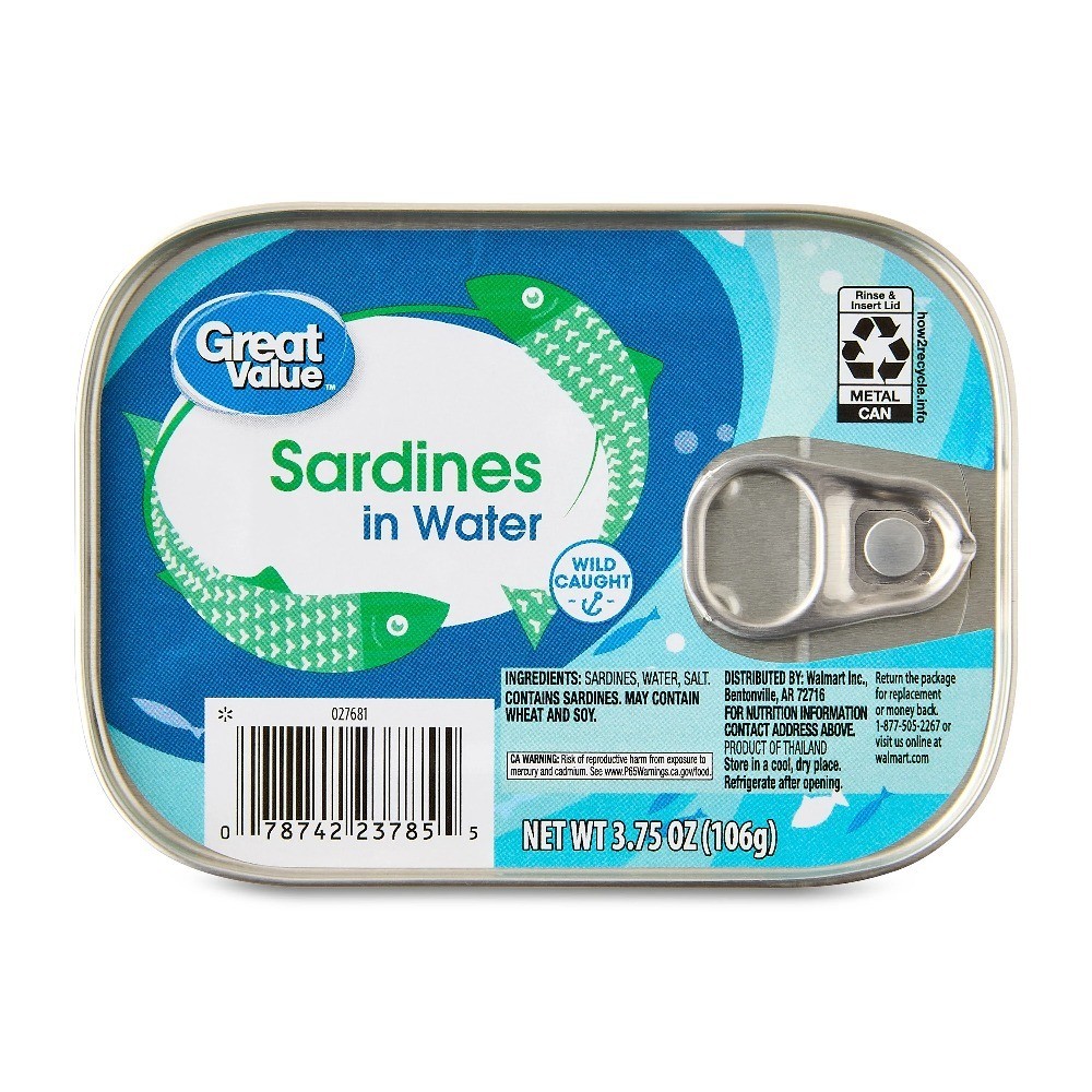 Sardines in Water 3.75 oz Canned Fish 6 Pack Seafood Healthy Protein Snack