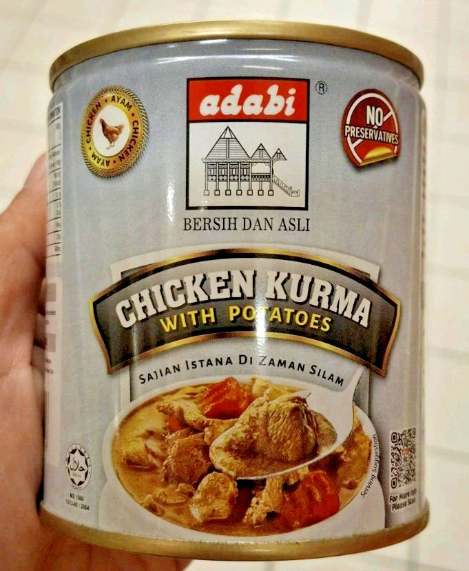 1 x ADABI Chicken Kurma with Potatoes Canned 280g – Halal Ready Meal Malaysia