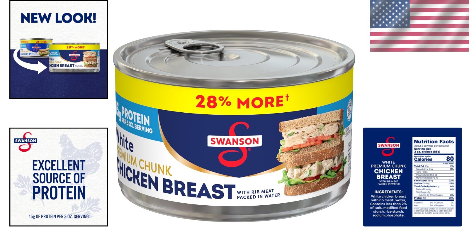 12.5 OZ Canned Chicken Breast in Water, Pack of 6 – Versatile Meal Solution