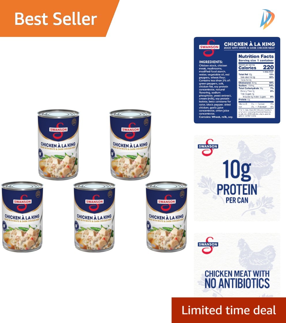 Swanson Canned Chicken a la King – Creamy and Nutritious 10.5 oz Can, 5-Pack