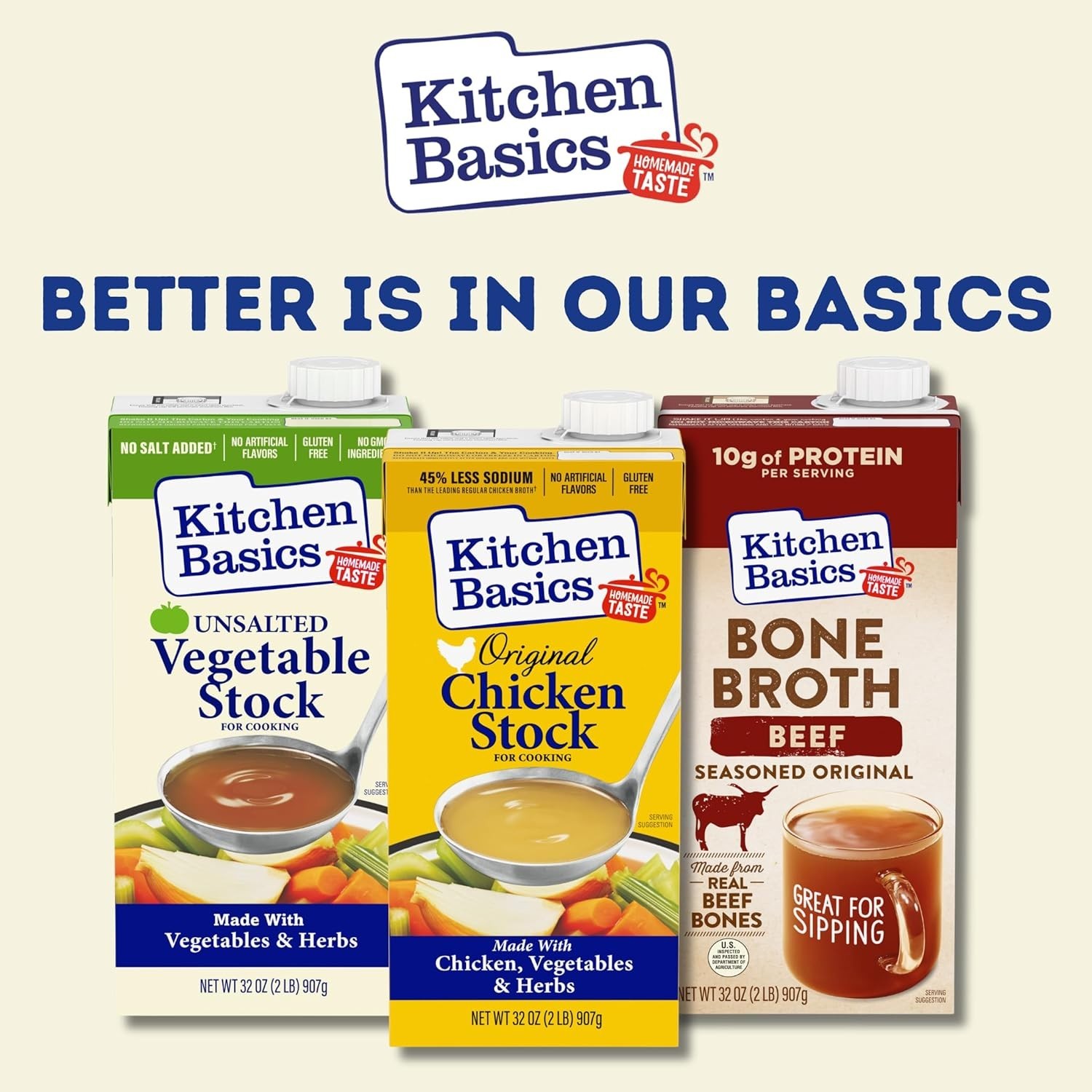 Unsalted Chicken Stock – 32oz Carton, Pack of 12