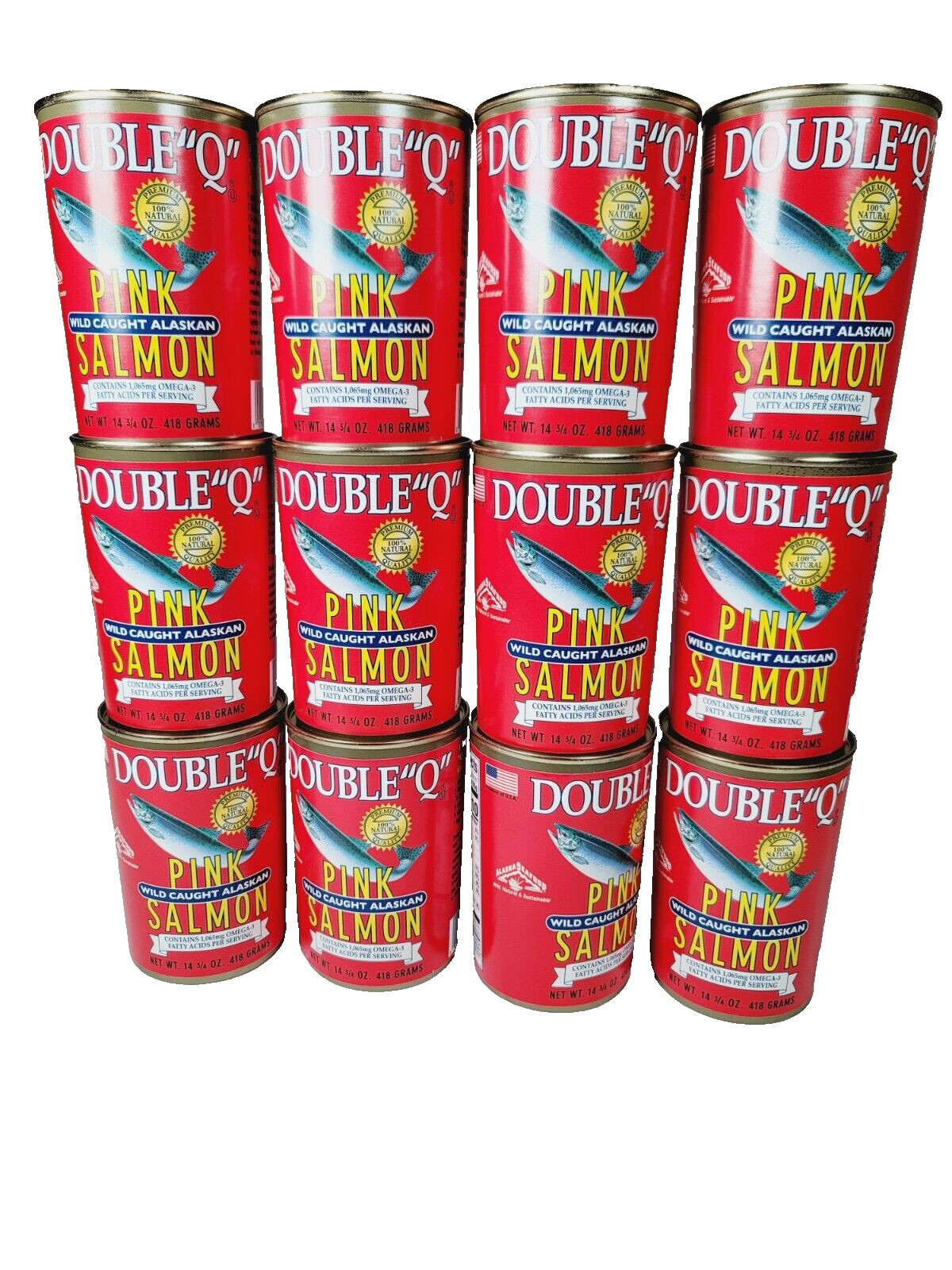 12 CANS Double “Q” Wild Caught Alaskan Pink Salmon 14.75 oz