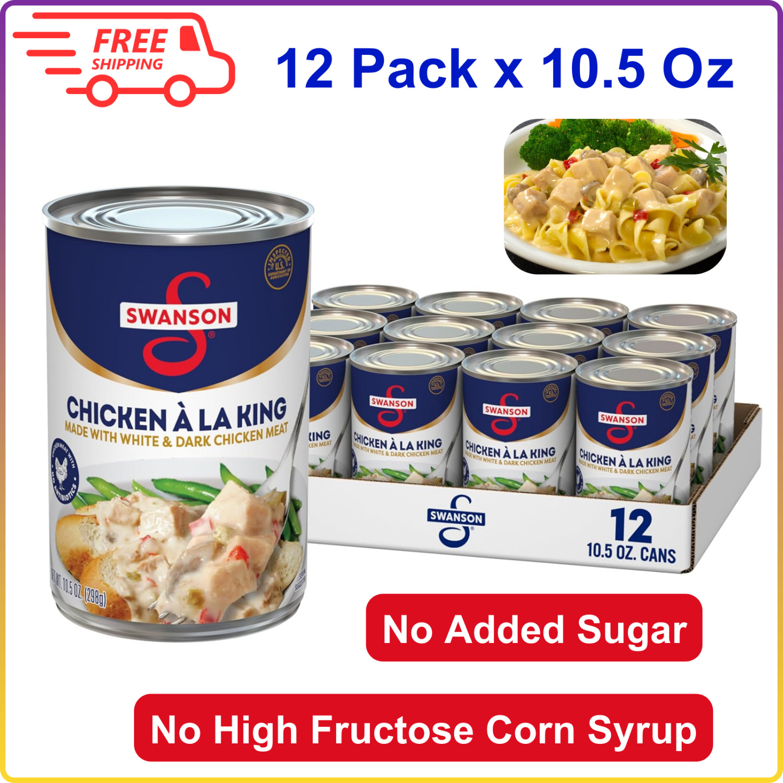 Swanson Canned Chicken A La King W/ White& Dark Chicken Meat, 10.5 Oz Can (12Pk)