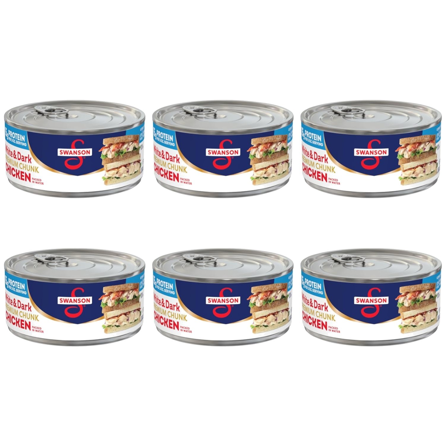 Gluten-Free White & Dark Chicken Chunks, 58.5 oz, Pack of 6