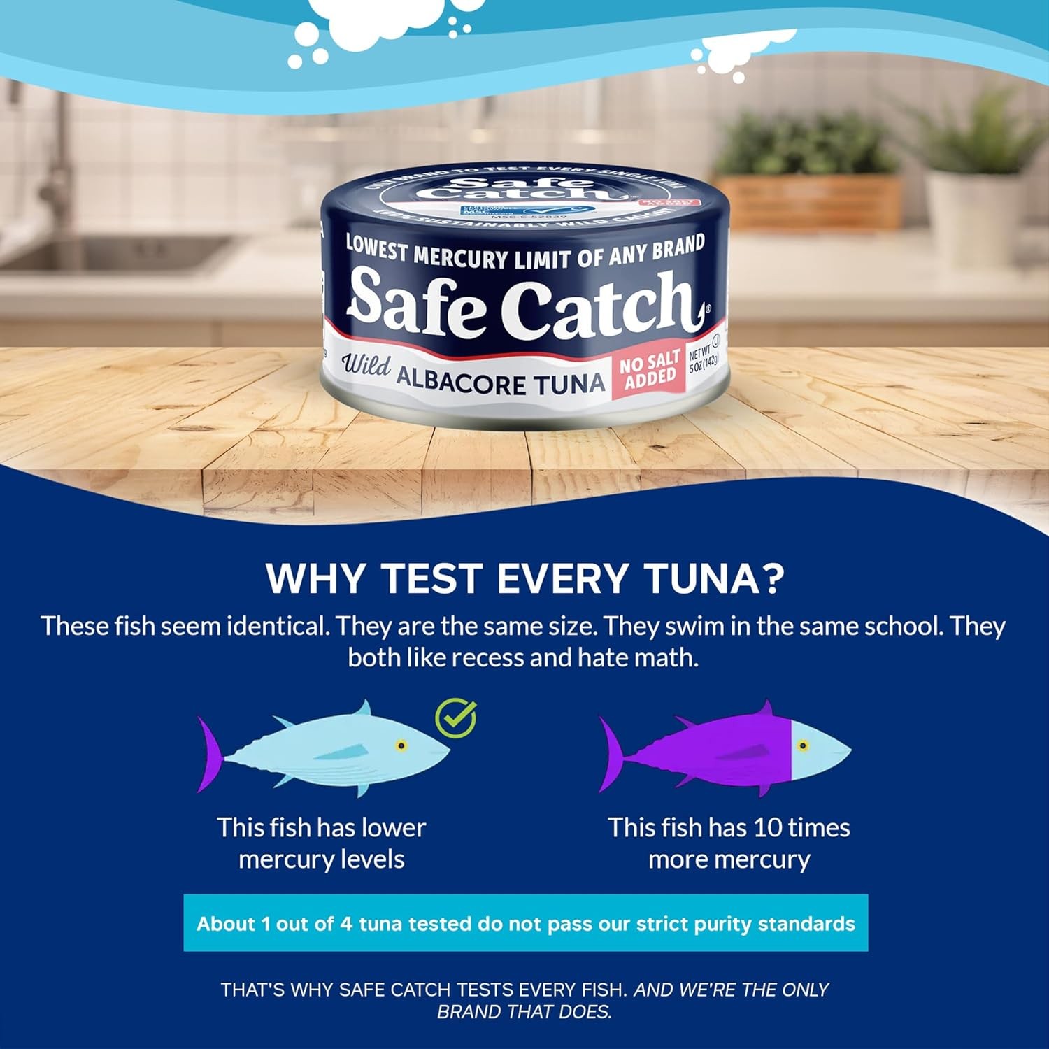 Wild Tuna Safe Catch, No Salt 5oz 6 Cans