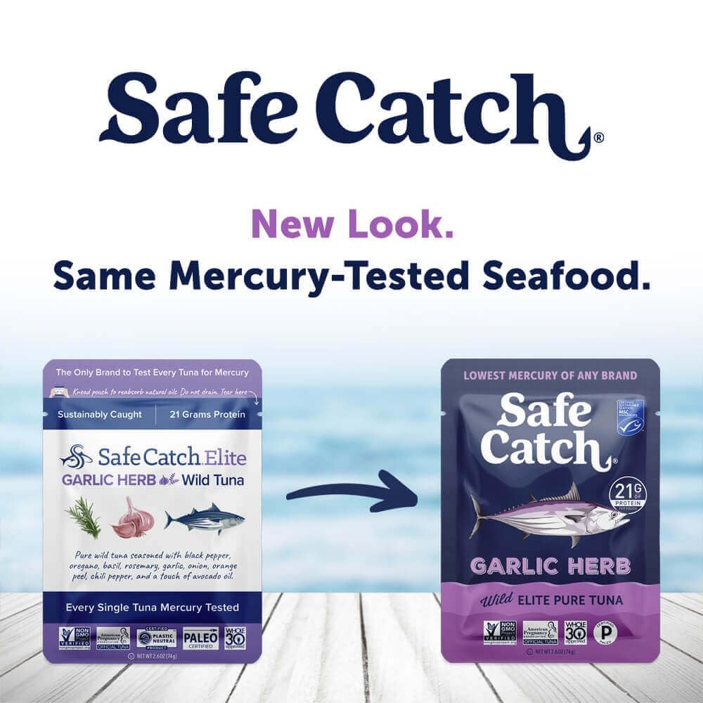Safe Catch Elite Lowest Mercury Wild-Caught Tuna Fish Pouch, Garlic Herb Flav…
