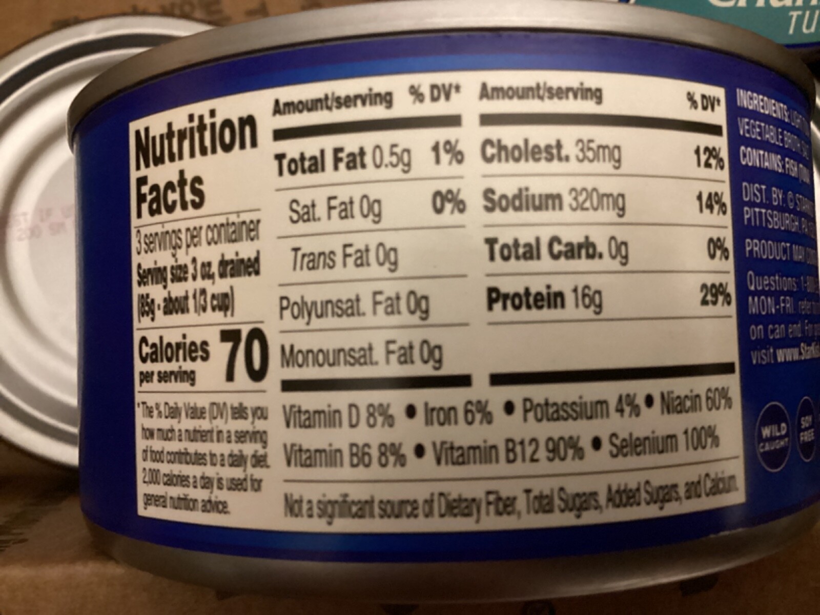Eight (8) 12oz. cans of StarKist Chunk Light Tuna in Water Wild Caught