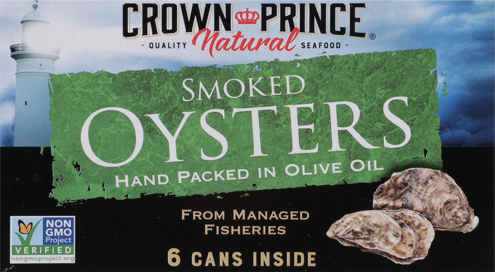 Smoked Oysters in Olive Oil, Hand Packed Cans, 3 Ounce, 6-Pack