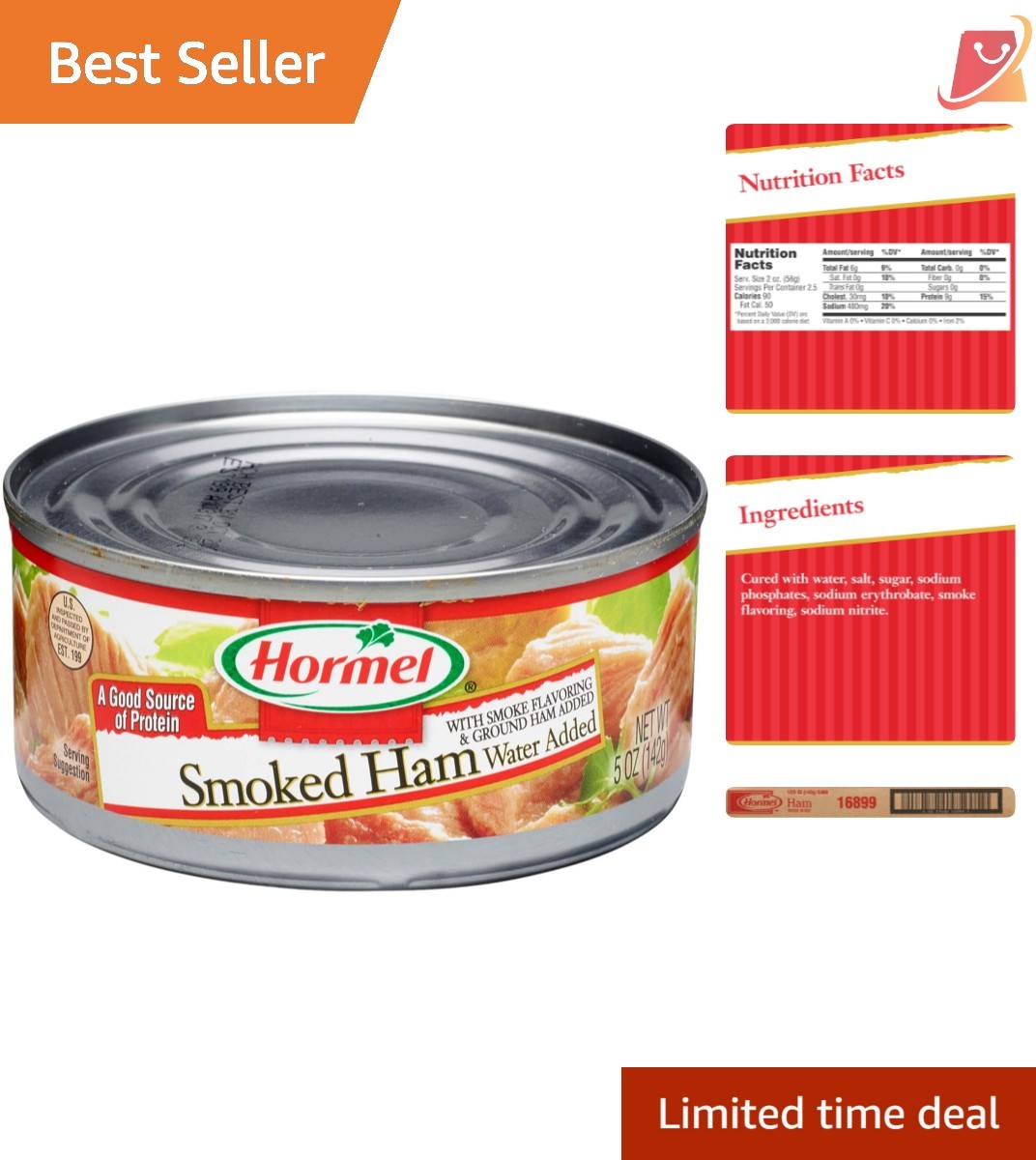 Canned Smoked Ham 5oz Pack of 12 Ready to Eat Protein Meal