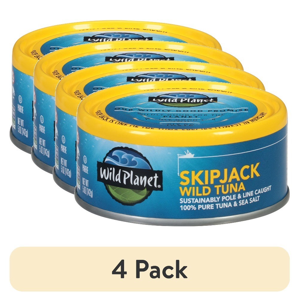 Wild Caught Skipjack Tuna in Sea Salt Canned Fish 5 oz 4-Pack